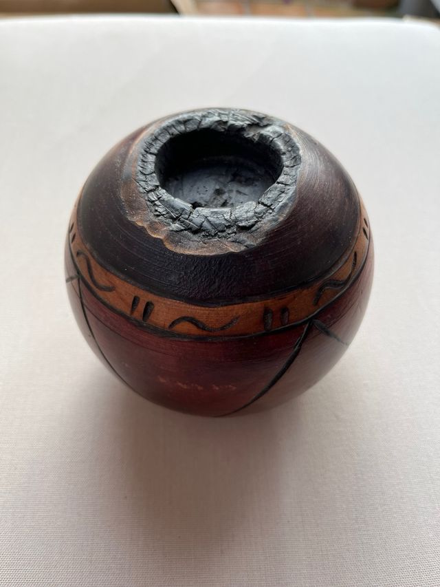 Antico portacandele sferico in legno Texas Ebony