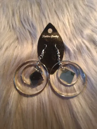 Pendientes Aro Doble con Diamante Negro