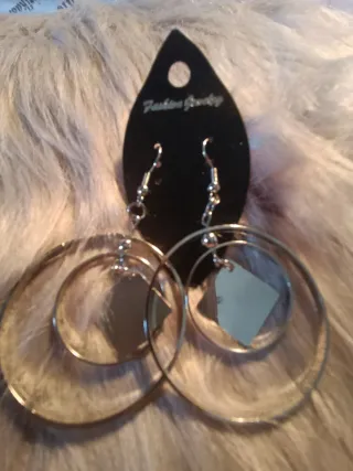 Pendientes Aro Doble con Diamante Negro