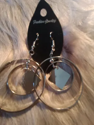 Pendientes Aro Doble con Diamante Negro