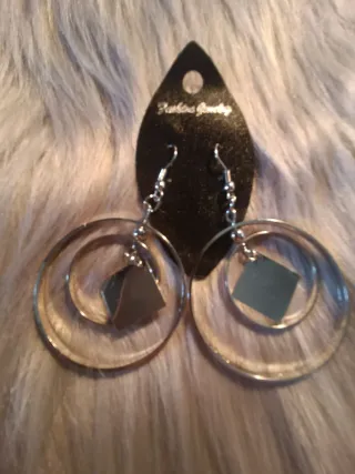 Pendientes Aro Doble con Diamante Negro