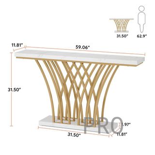 Tavolo consolle in marmo e metallo - Tribesigns