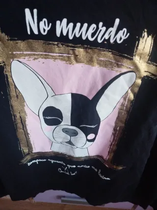 Sudadera Anabel Lee Negra con Dibujo Perro