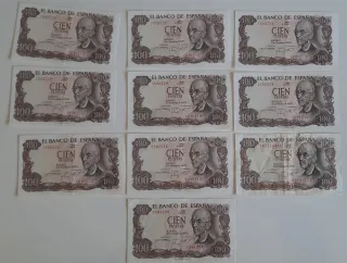 Lote 10 Billetes 100 Pesetas Banco de España