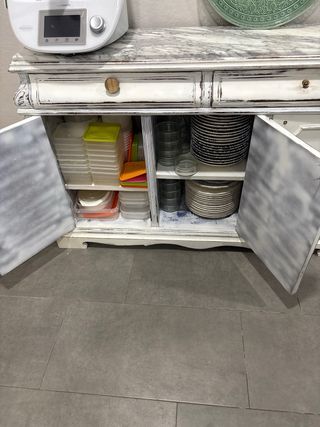 Aparador de pasillo madera y mármol