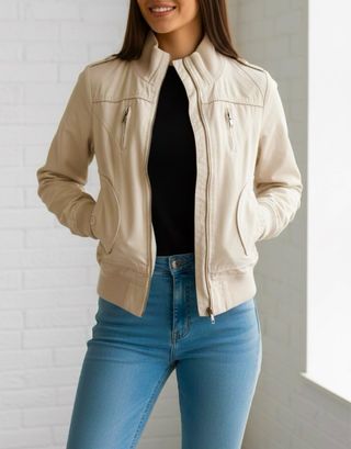 Cazadora Biker Beige