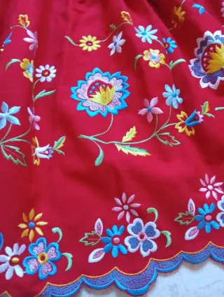 Falda regional bordada multicolor