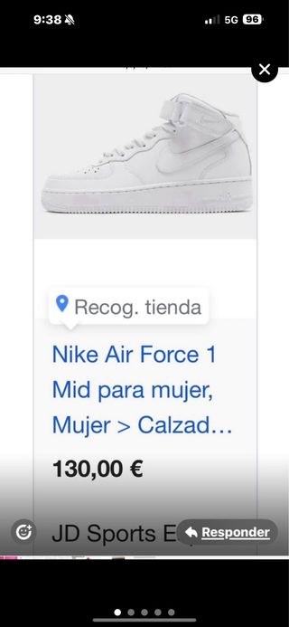 Zapatillas Nike Air Force 1 Blancas Talla 38