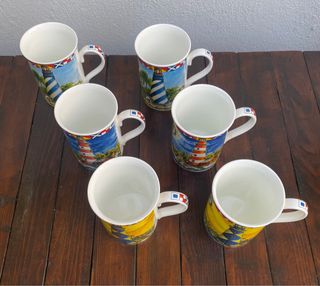 Set 6 Tazze Fari marittimi ceramica Inglese
