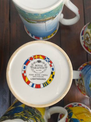 Set 6 Tazze Fari marittimi ceramica Inglese