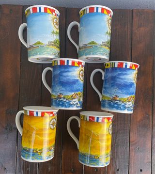 Set 6 Tazze Fari marittimi ceramica Inglese