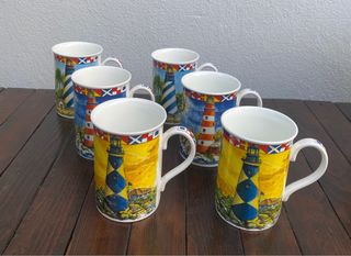 Set 6 Tazze Fari marittimi ceramica Inglese