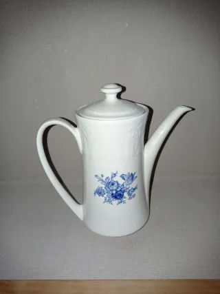 Cafetera antigua porcelana azul floral