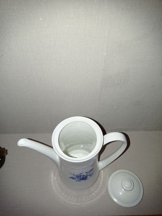 Cafetera antigua porcelana azul floral