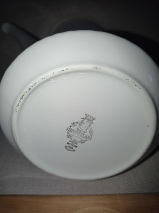 Cafetera antigua porcelana azul floral