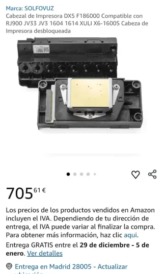 Cabezal Impresora SOLFOVUZ DX5 F186000