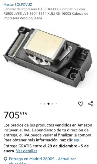 Cabezal Impresora SOLFOVUZ DX5 F186000