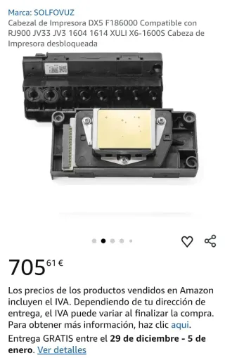 Cabezal Impresora SOLFOVUZ DX5 F186000