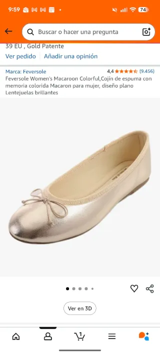 Bailarinas doradas Feversole Talla 39 nuevas