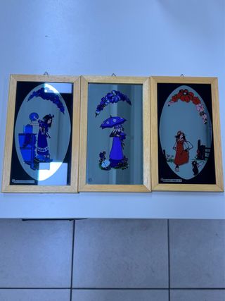 Set 3 Specchi Decorati con Figure