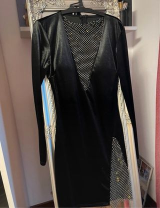 Vestito corto velluto con strass