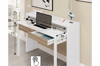 Escritorio Extensible. Blanco Artik y Roble Canad