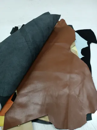 Lote retales cuero y tela