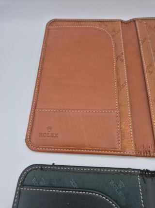 ROLEX 2x Portadocumentos Vintage Verde/Marrón
