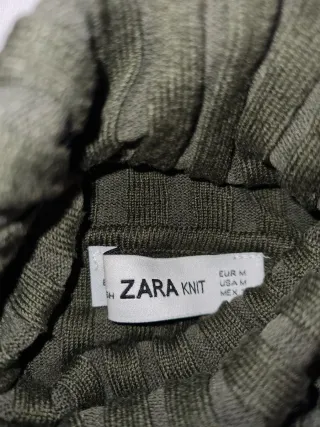 Jersey Zara Canalé Cuello Alto Verde Militar
