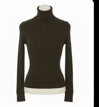 Jersey Zara Canalé Cuello Alto Verde Militar