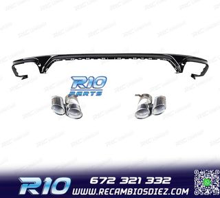 DIFUSOR AUDI Q8 19-23 LOOK SQ8 NEGRO + COLAS ESCAPE CROMO