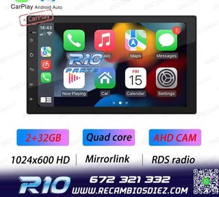 RADIO 9" GPS ANDROID 13 2DIN TÁCTIL BLUETOOTH USB SD