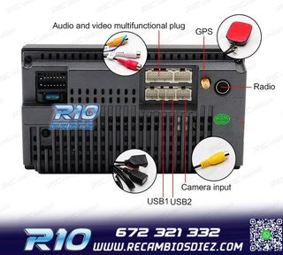 RADIO 9" GPS ANDROID 13 2DIN TÁCTIL BLUETOOTH USB SD