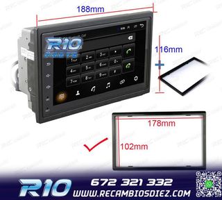 RADIO 9" GPS ANDROID 13 2DIN TÁCTIL BLUETOOTH USB SD