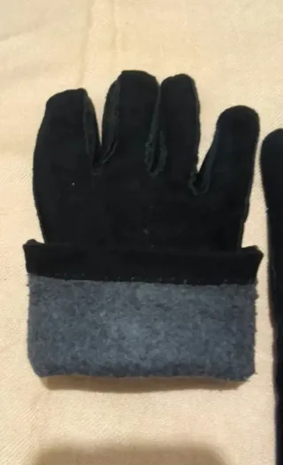 Guantes negros piel y ante