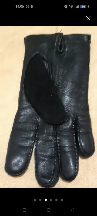 Guantes negros piel y ante