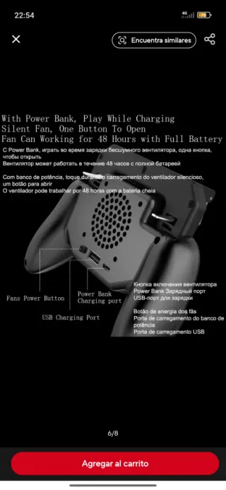 Mando Gaming con Ventilador para Móvil