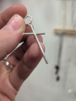 Colgante Cruz Fina Palo Plata