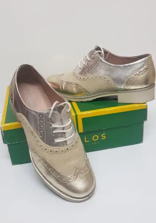Zapatos Oxford Pitillos Dorados y Plateados