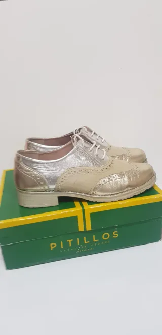 Zapatos Oxford Pitillos Dorados y Plateados