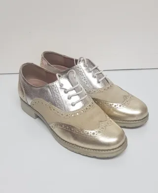 Zapatos Oxford Pitillos Dorados y Plateados