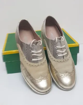 Zapatos Oxford Pitillos Dorados y Plateados
