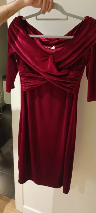 Vestido fiesta rojo terciopelo elástico