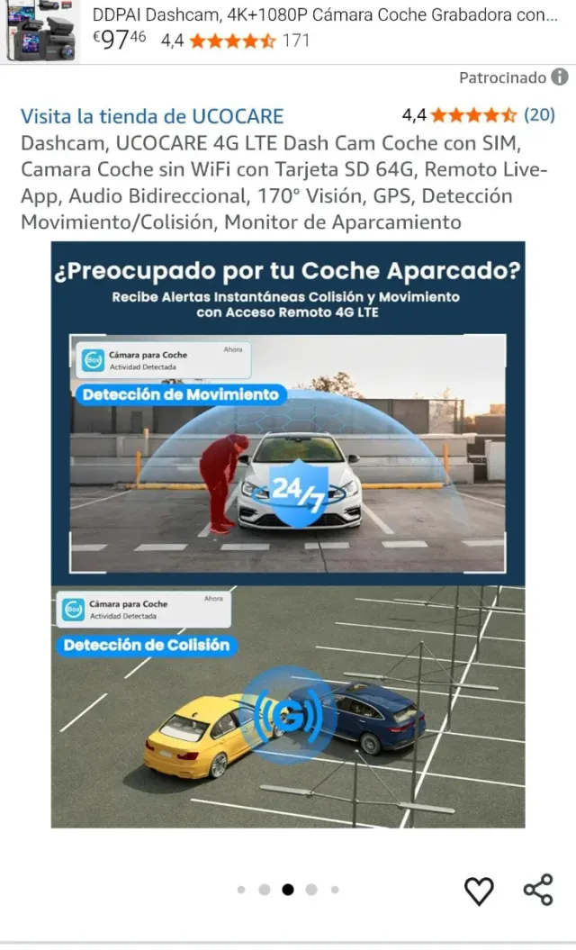 Cámara Coche UCOCARE 4G LTE + SD 64GB