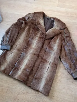 Abrigo vintage piel y cuero