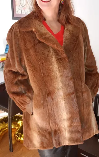 Abrigo vintage piel y cuero