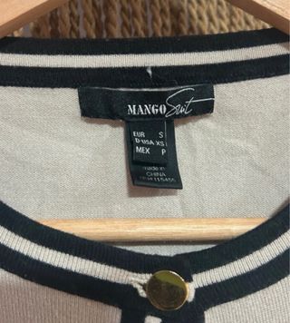 Cárdigan Mango Beige y azul marino