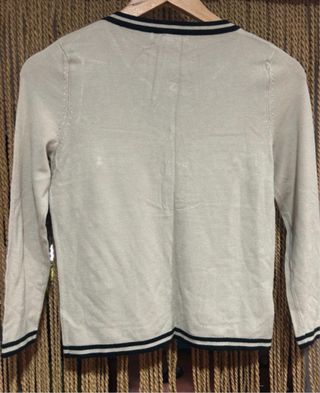 Cárdigan Mango Beige y azul marino