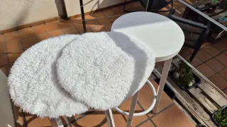 2 Taburetes Altos Metal Madera Blancos