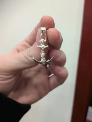 Colgante Cruz Ancla Plata 925